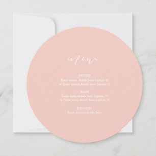 Pink Circle Wedding Plate Menu Elegant Calligraphy