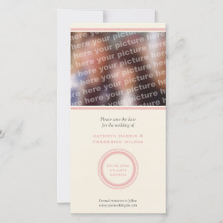 Pink circle wedding save the date announcement