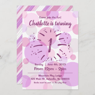 Pink Circles Birthday Girl Invitation