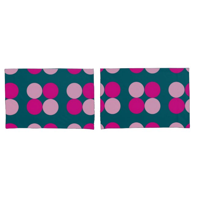 Pink Circles on Green Pillowcase (Front-Set)
