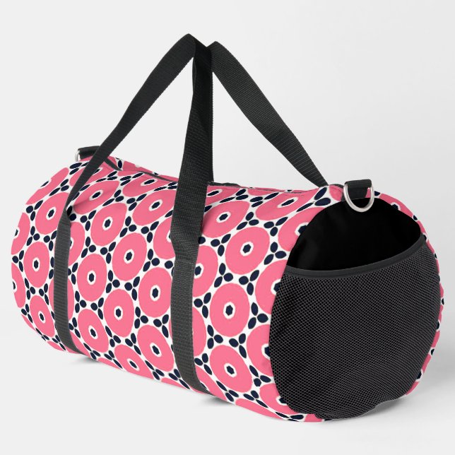 Pink Circles Pattern Throw Pillow Duffle Bag (Right Corner)