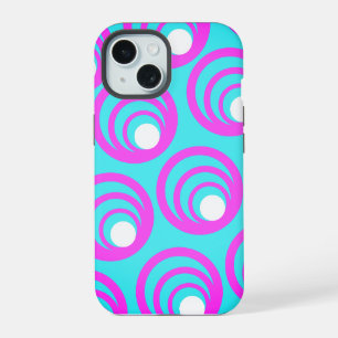 Pink Circles White Inner Circle iPhone 15 Case