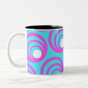 Pink Circles White Inner Circle Two-Tone Coffee Mug