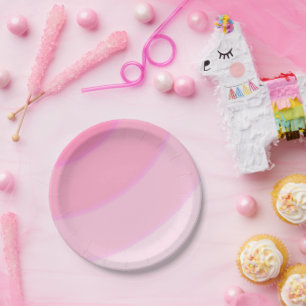 Pink Circular Swirls ombre Paper Plate