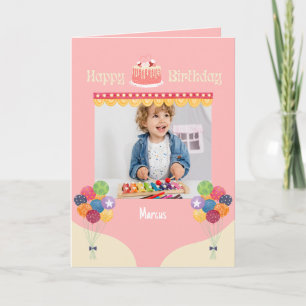 Pink Circus Cake Happy Birthday Photo Card
