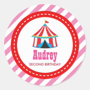 Pink Circus Carnival Birthday Baby Shower Classic Round Sticker