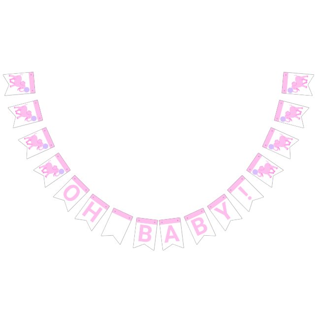 Pink Circus Cute Elephant Baby Shower Oh Baby Bunting (All)