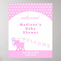 Pink Circus Cute Elephant Baby Shower Welcome