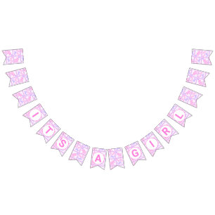 Pink Circus Cute Pattern Baby Girl Baby Shower Bunting
