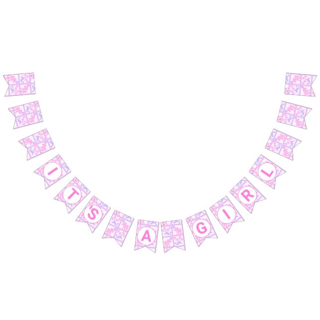 Pink Circus Cute Pattern Baby Girl Baby Shower Bunting (All)