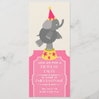 Pink Circus Ticket Elephant Birthday Party