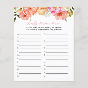 Pink Citrus Baby Name Race Shower Game