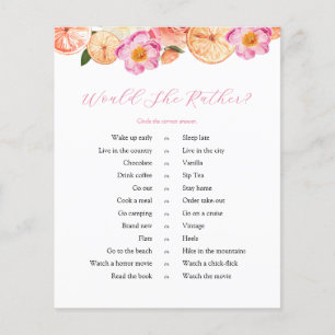 Pink Citrus Bridal Would She Rather Game