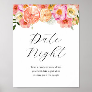 Pink Citrus Date Night Ideas Bridal Shower Sign