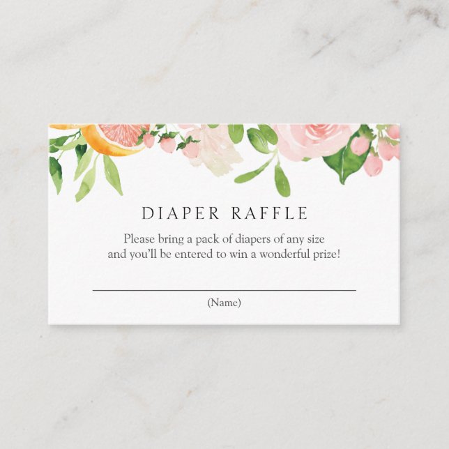 Pink Citrus Diaper Raffle  Enclosure Card (Front)