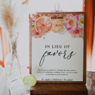Pink Citrus Flower In Lieu of Favours Donation Sig