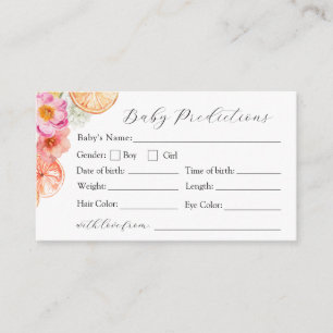 Pink Citrus Flowers Baby Predictions Card