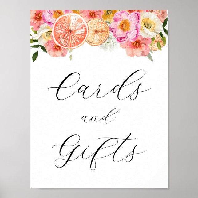 Pink Citrus Flowers Cards and Gifts Sign (Front)