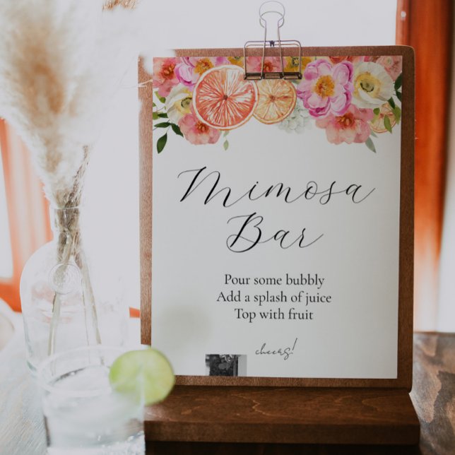 Pink Citrus Flowers Mimosa Bar Sign (Creator Uploaded)