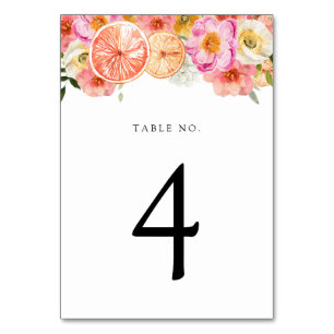 Pink Citrus Flowers Table Number