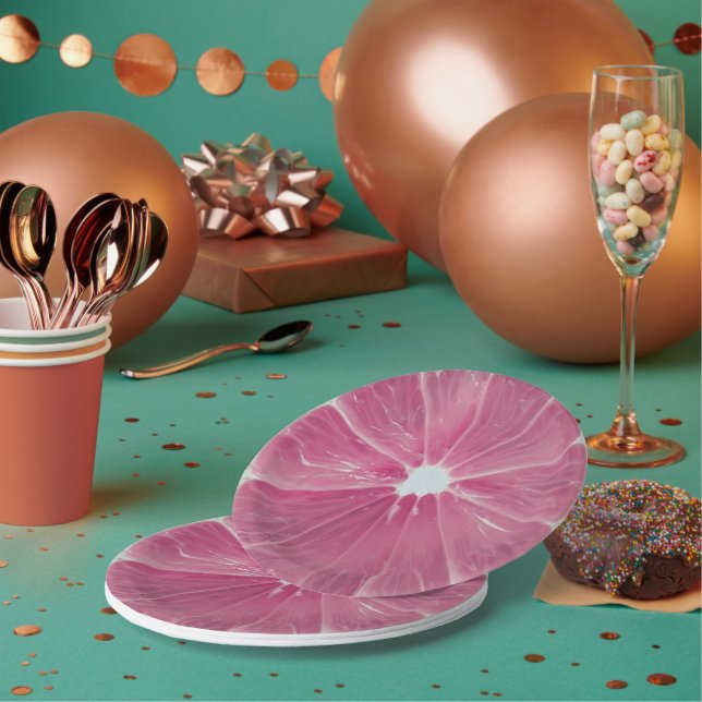 Pink citrus fruit paper plate (Multi)