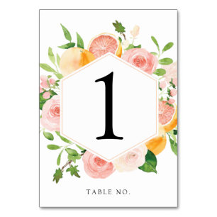 Pink Citrus Fruit Table Number