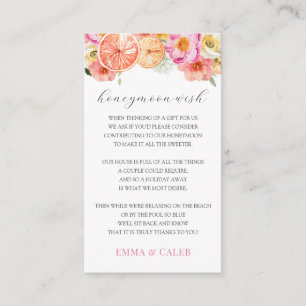 Pink Citrus Honeymoon Wish Fund Enclosure Card