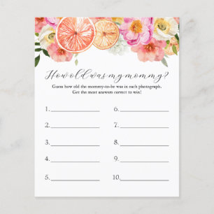 Pink Citrus How Old Was My Mummy Baby Shower Game