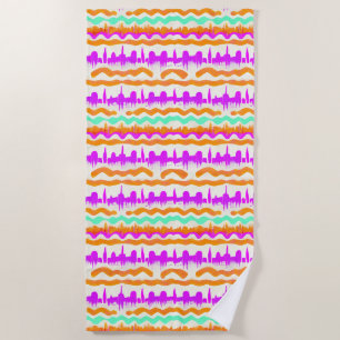 Pink City Urban Mural Graffiti Street Art Pattern Beach Towel