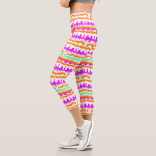 Pink City Urban Mural Graffiti Street Art Pattern Capri Leggings