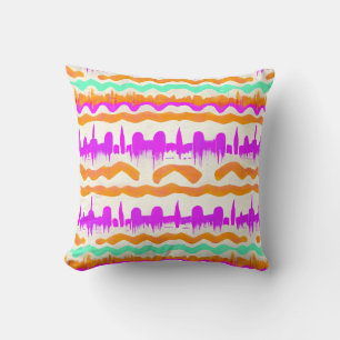 Pink City Urban Mural Graffiti Street Art Pattern Cushion