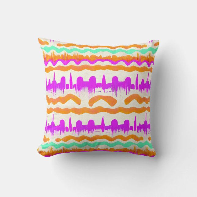 Pink City Urban Mural Graffiti Street Art Pattern Cushion (Front)