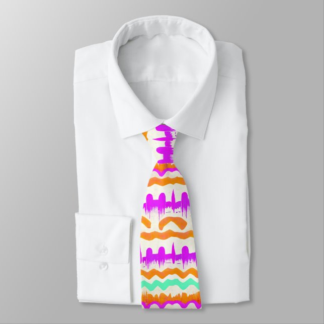 Pink City Urban Mural Graffiti Street Art Pattern Tie (Tied)