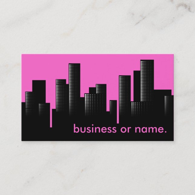 pink cityscape business card (Front)