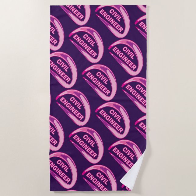 Pink Civil Engineer Beach Towel (Front)