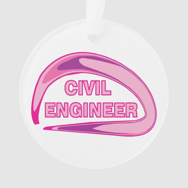 Pink Civil Engineer Ceramic Ornament (Front)