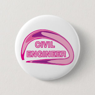 Pink Civil Engineer Golf Balls 6 Cm Round Badge