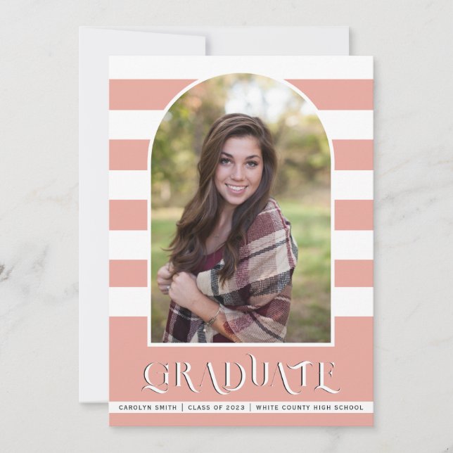 Pink Class of 2023 arch photo graduation Announcement (Front)
