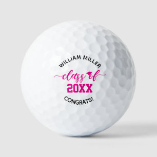 Pink Class of 2025 Graduation Custom Name & Text Golf Balls