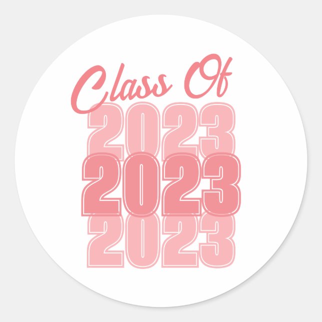 Pink Class of Graduation Classic Round Sticker (Front)