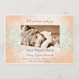 Pink classic baby girl birth announcement