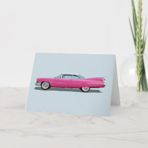 PINK CLASSIC CAR BIRTHDAY CLASSY CARD