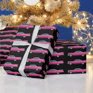 PINK CLASSIC CAR CADDY CHRISTMAS WRAPPING PAPER