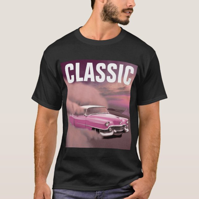 PINK CLASSIC CAR CLASSIC BIRTHDAY T-SHIRTS (Front)