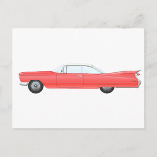 Pink Classic Car Postcard