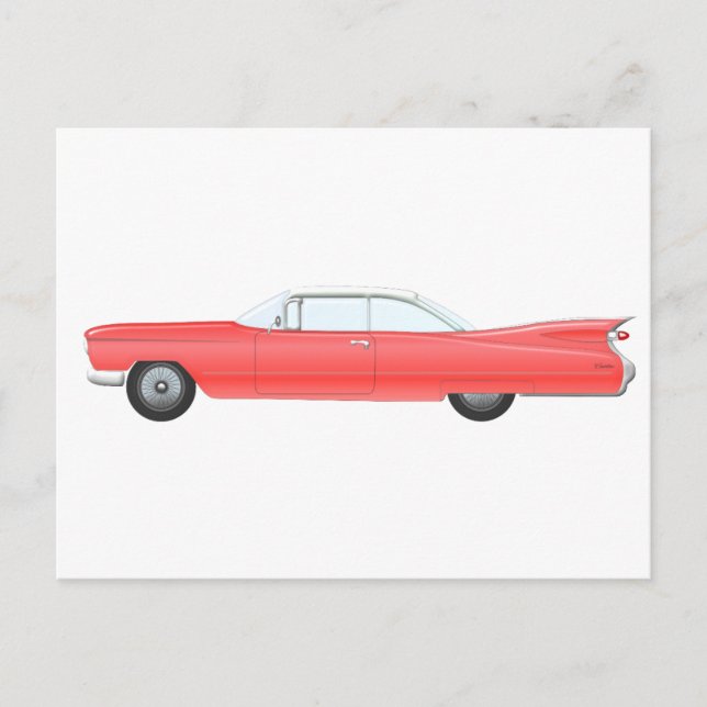 Pink Classic Car Postcard (Front)