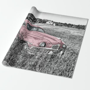 Pink Classic Car Wrapping Paper