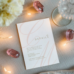 Pink Classic Elegant calligraphy monogram details Enclosure Card