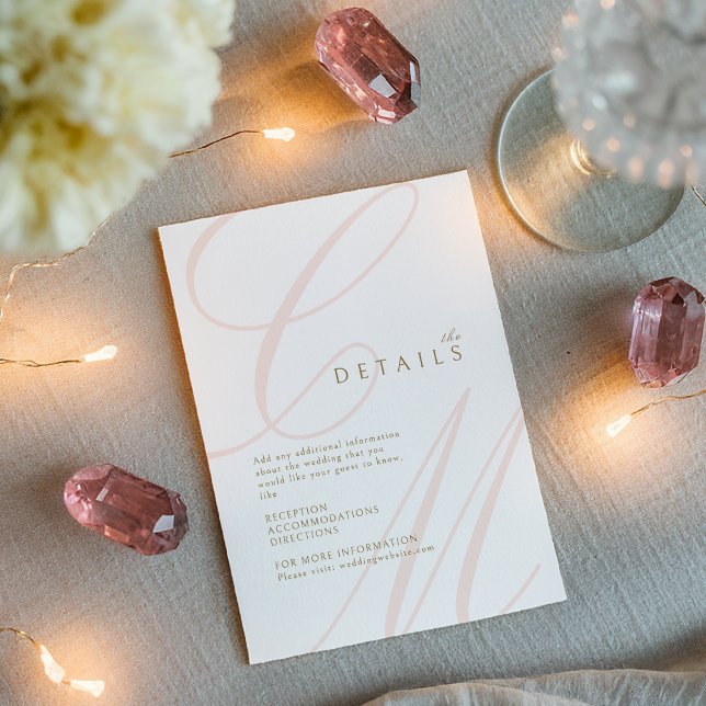 Pink Classic Elegant calligraphy monogram details Enclosure Card (Pink Classic Elegant calligraphy monogram details Enclosure Card)