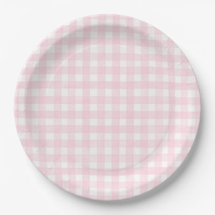Pink Classic Gingham Paper Plate